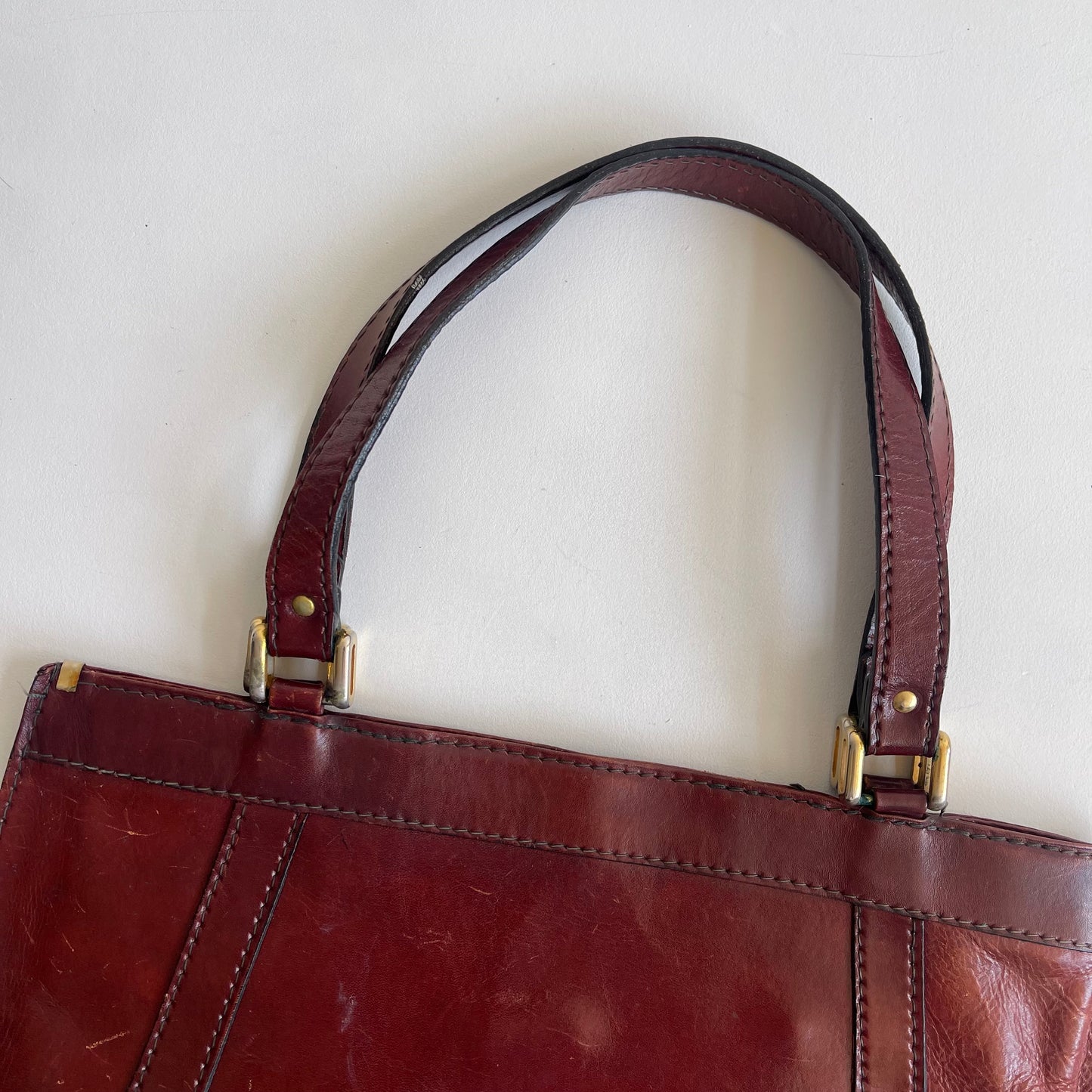 Burgundy leather bag - O/S