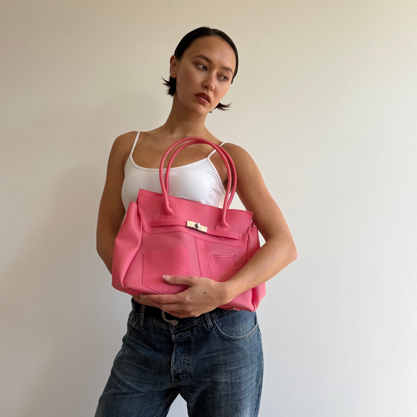 Hot pink jelly ‘firkin’ bag - One Size