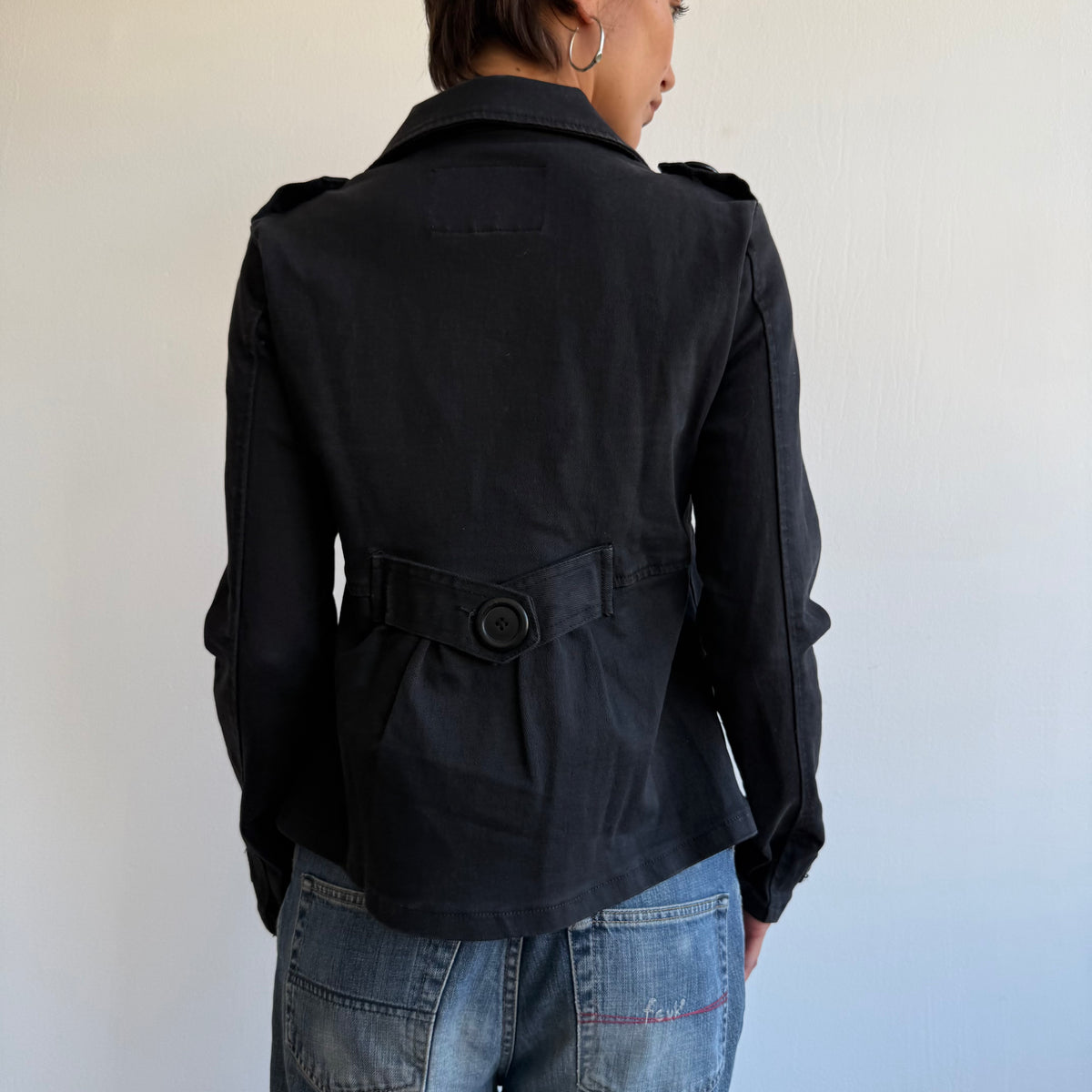 Black denim peacoat - Size S/M