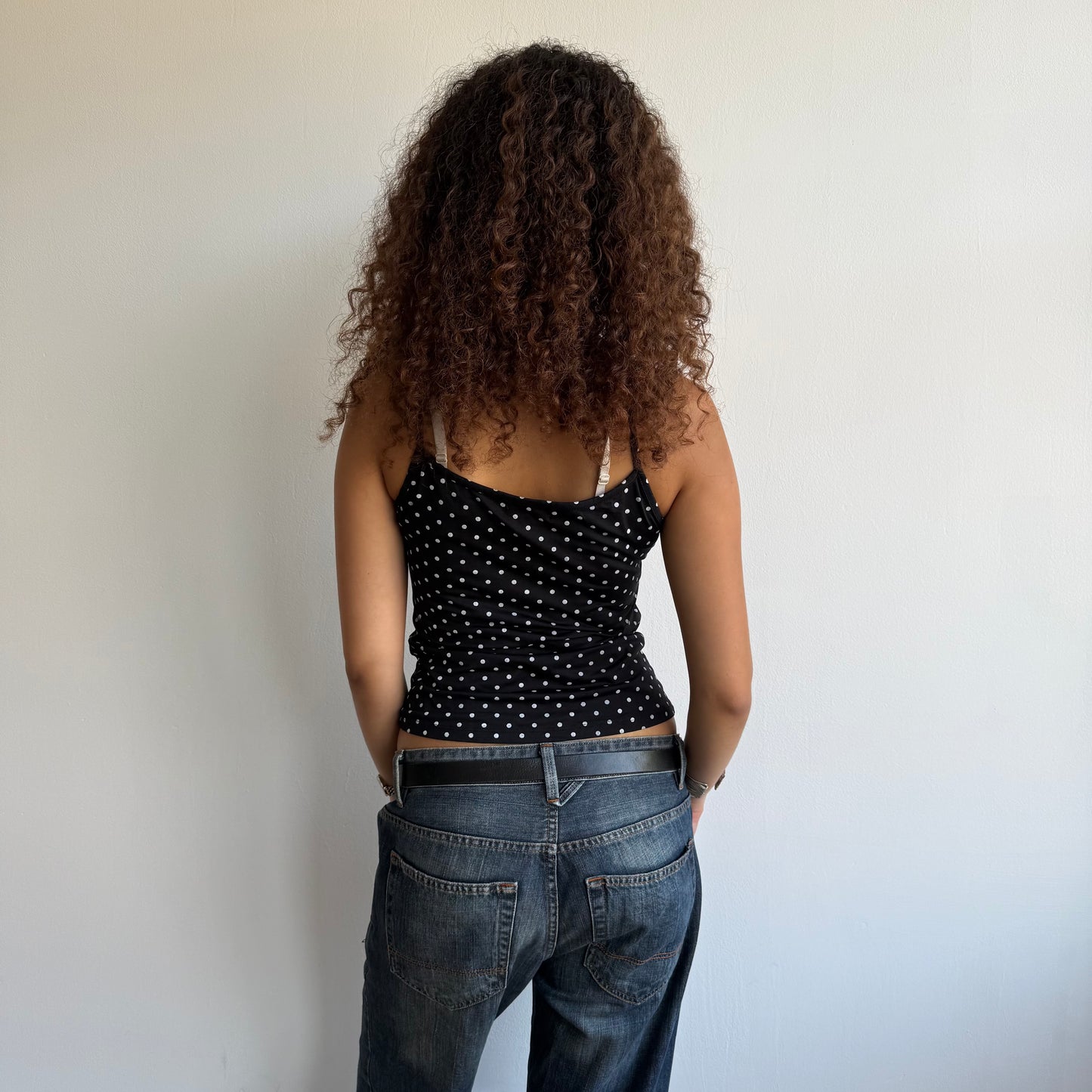 Black polka dot cami - Size S
