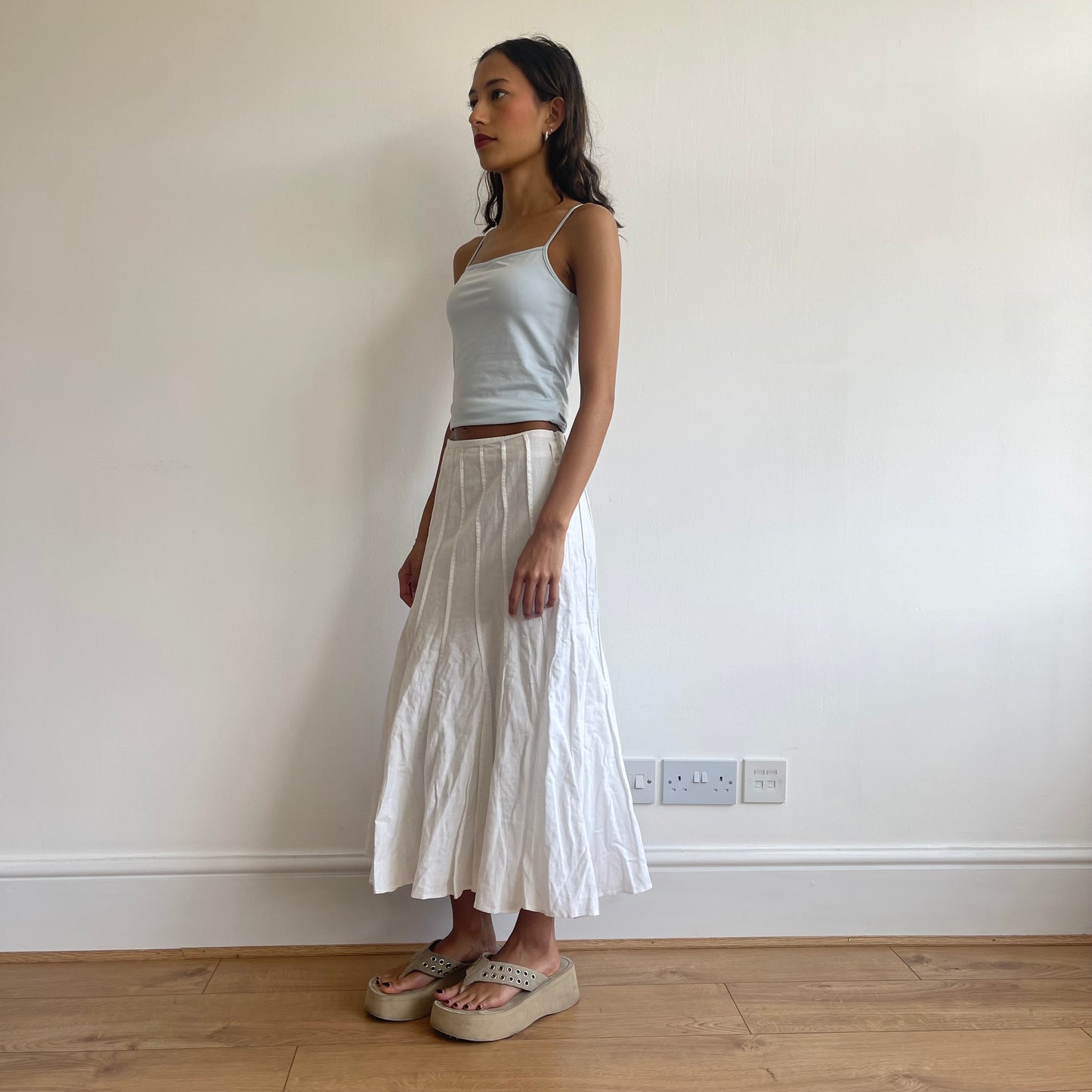 Thick white pleated skirt - Size M