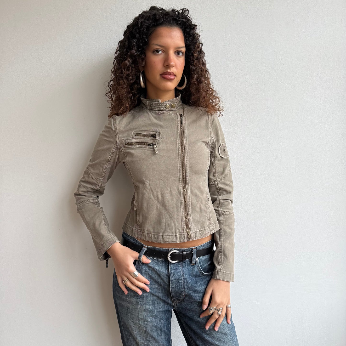 Khaki moto jacket - Size S