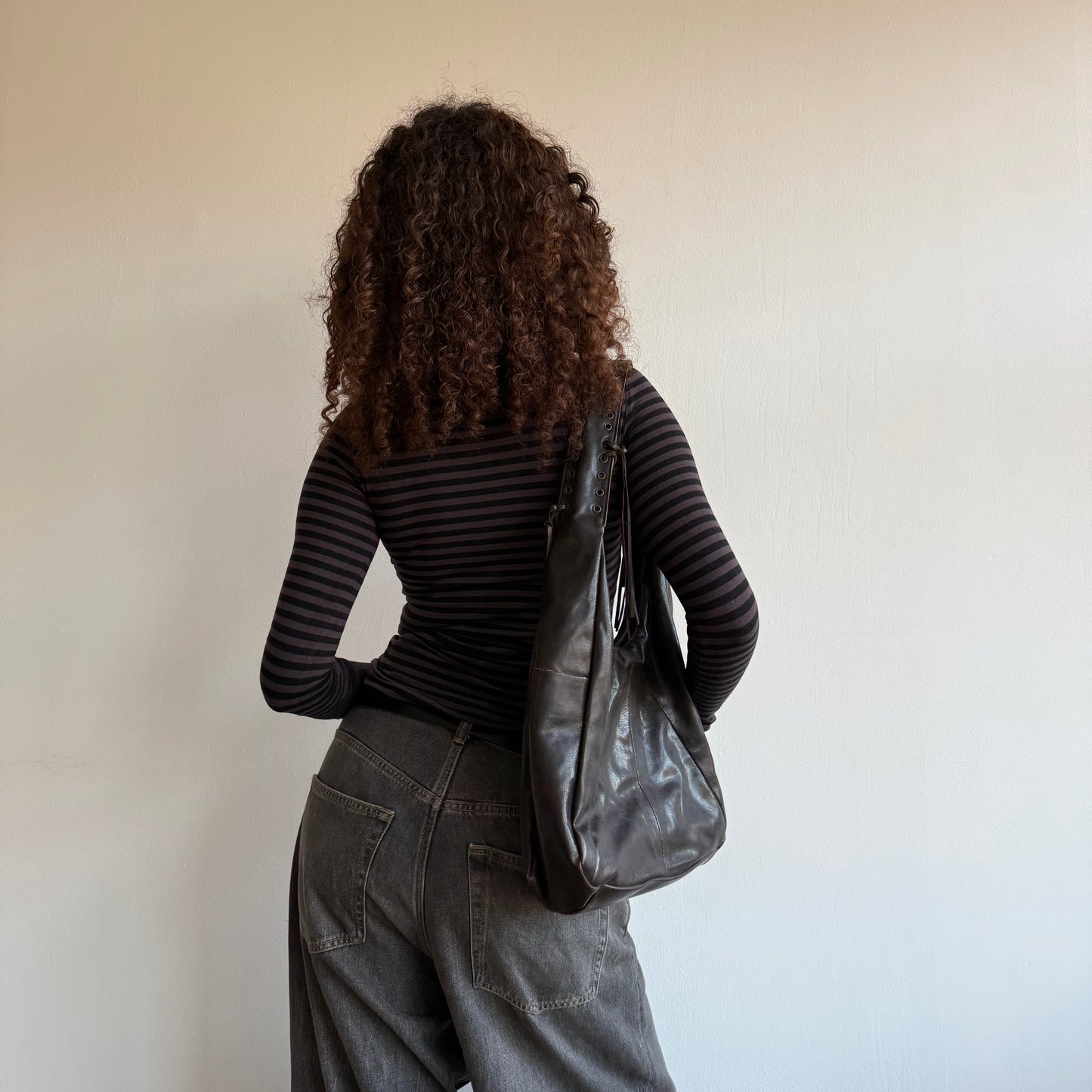 Brown leather tassel bag