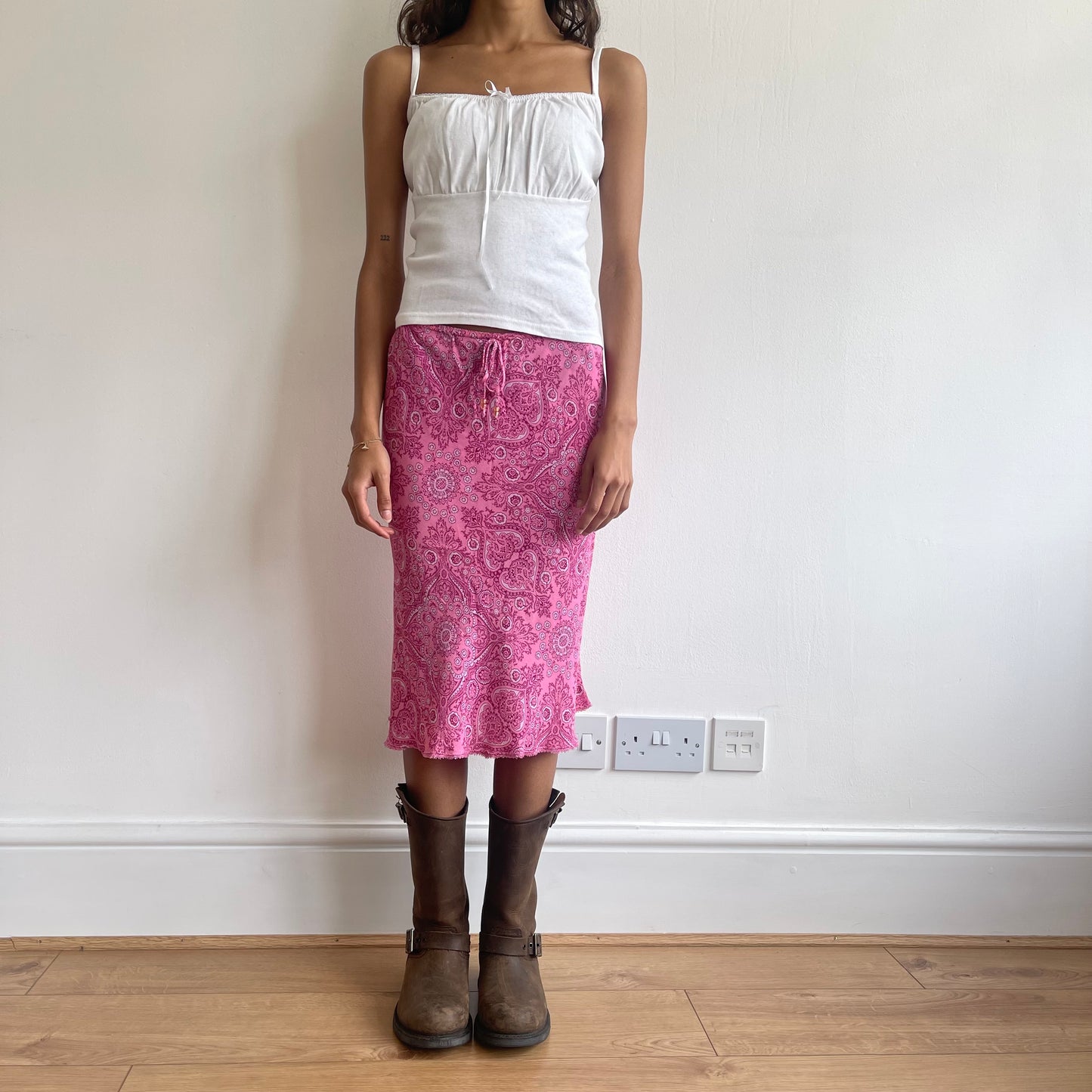 Pink paisley midi skirt - Size S
