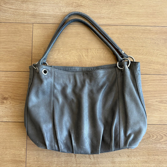 Grey leather slouchy bag