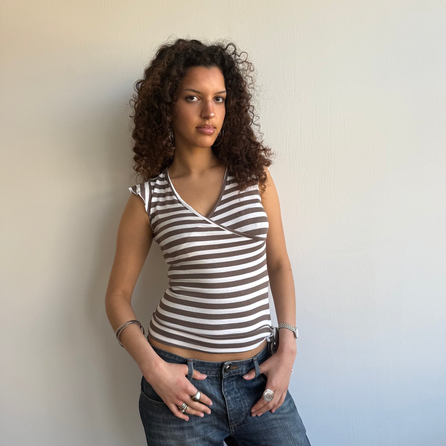 Light brown stripe top - Size S