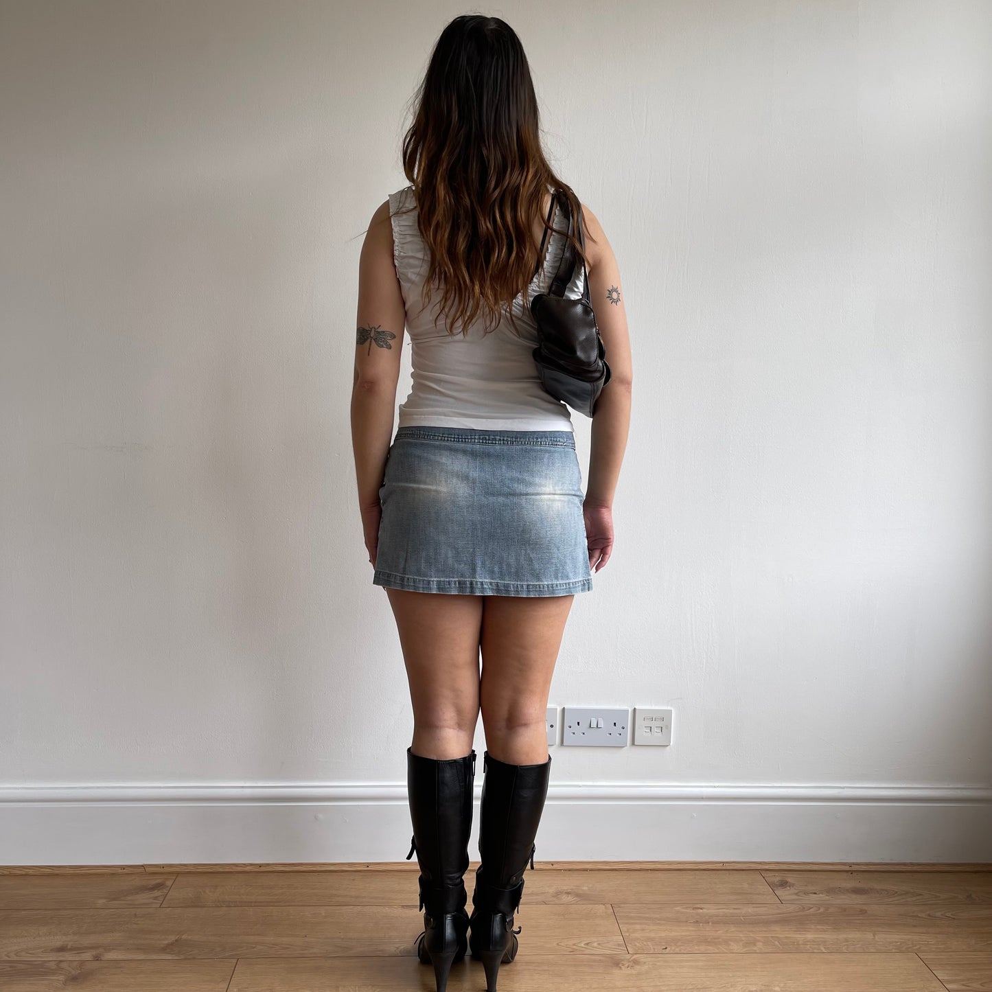 Denim pleated mini skirt - Size S