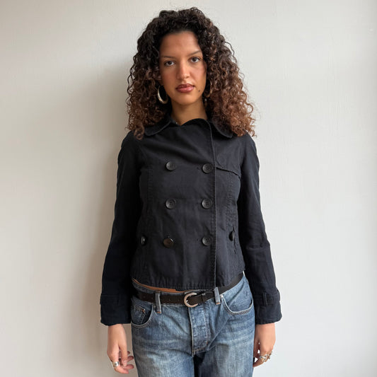 Black double breasted peacoat - Size S