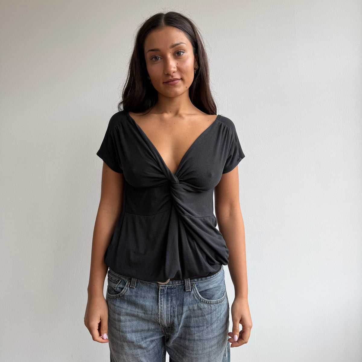 Black twist front top - Size M