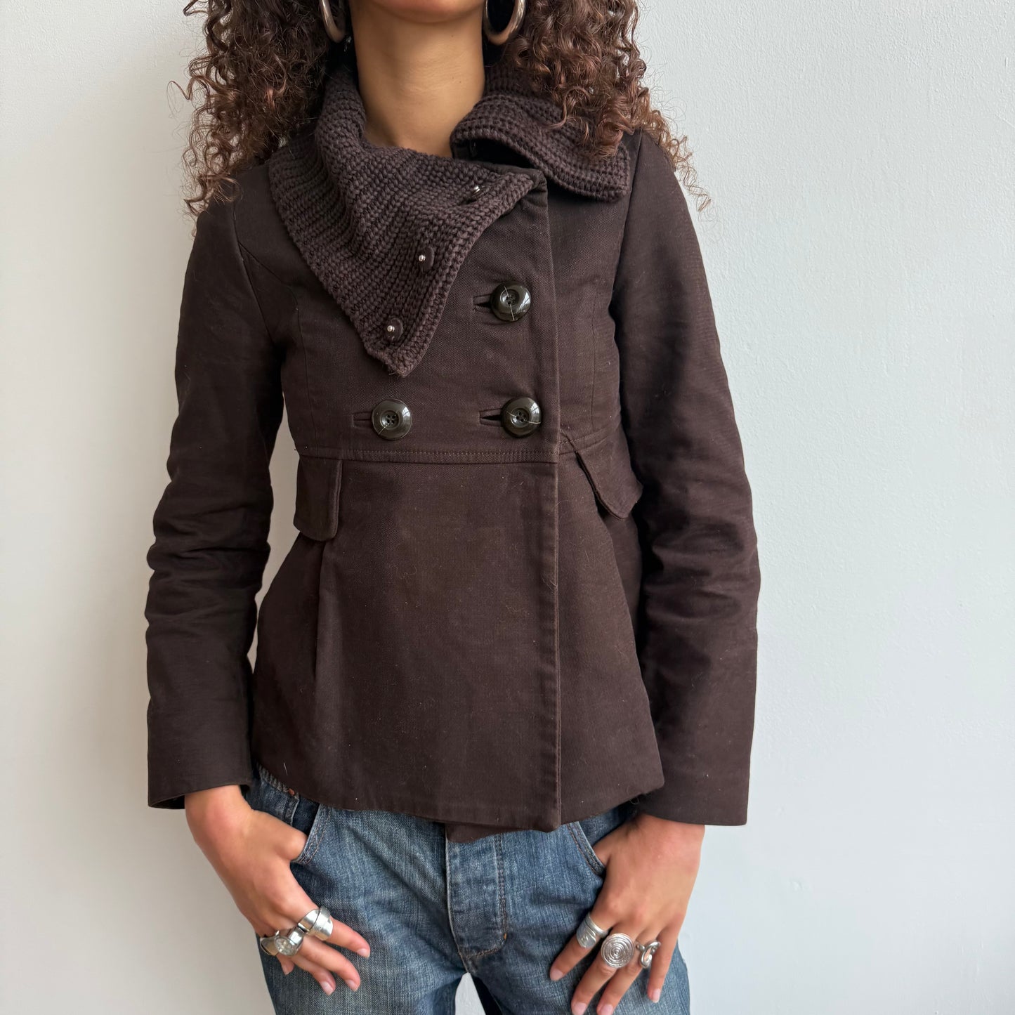 Brown double breasted peacoat - Size S