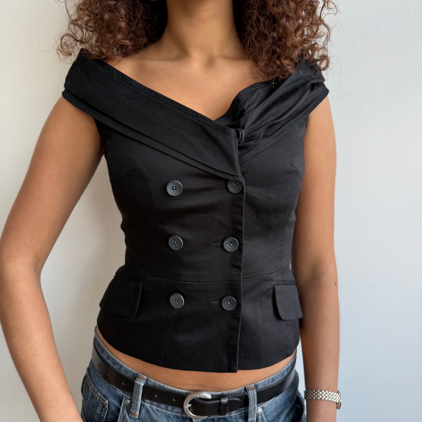 Black waistcoat top - Size XS/S