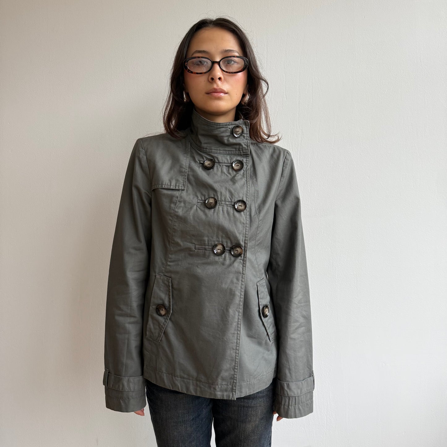 Khaki peacoat - Size S