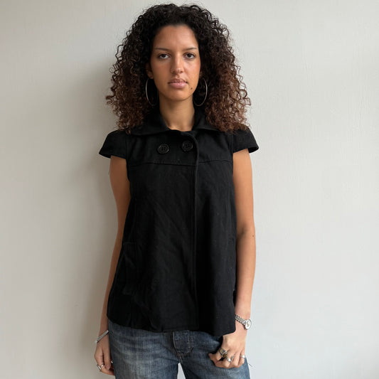 Black short sleeve peacoat - Size L