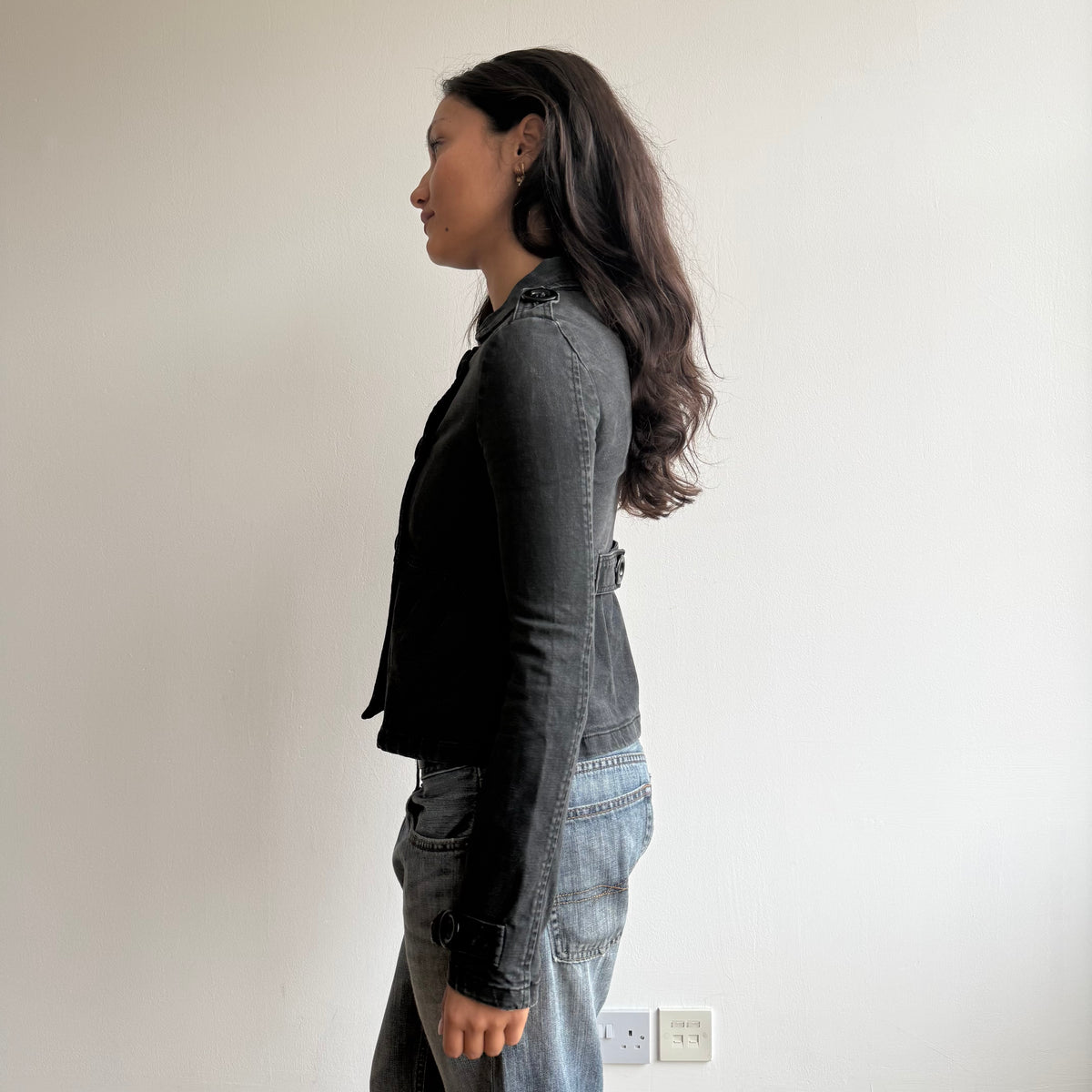 Black wash denim peacoat - Size XS