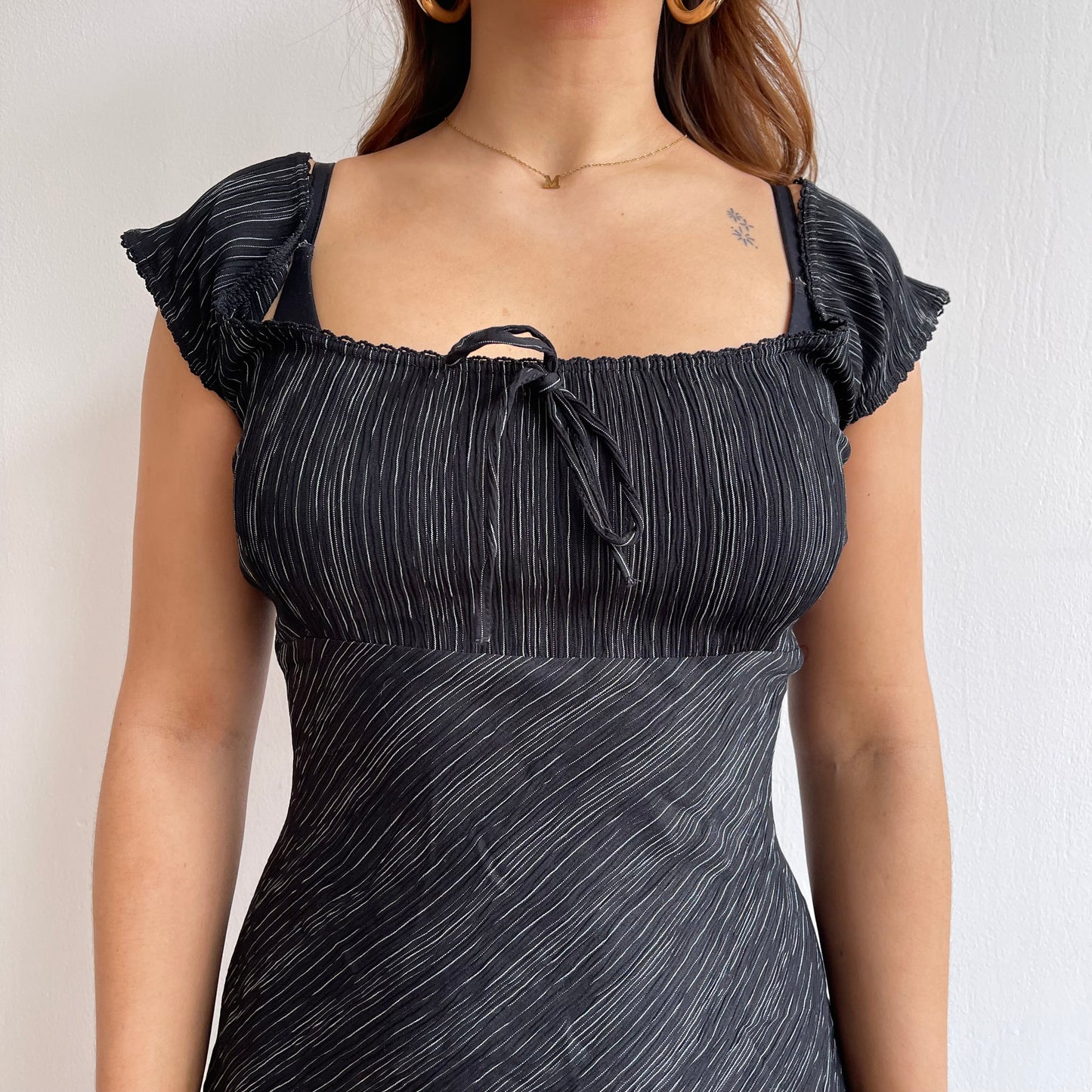 Pinstripe milkmaid dress - Size M
