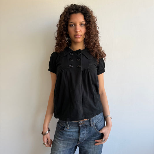 Black short sleeve pea top - Size M/L