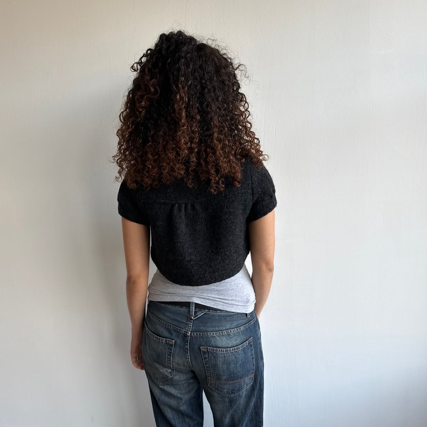 Charcoal grey short sleeve bolero - Size S