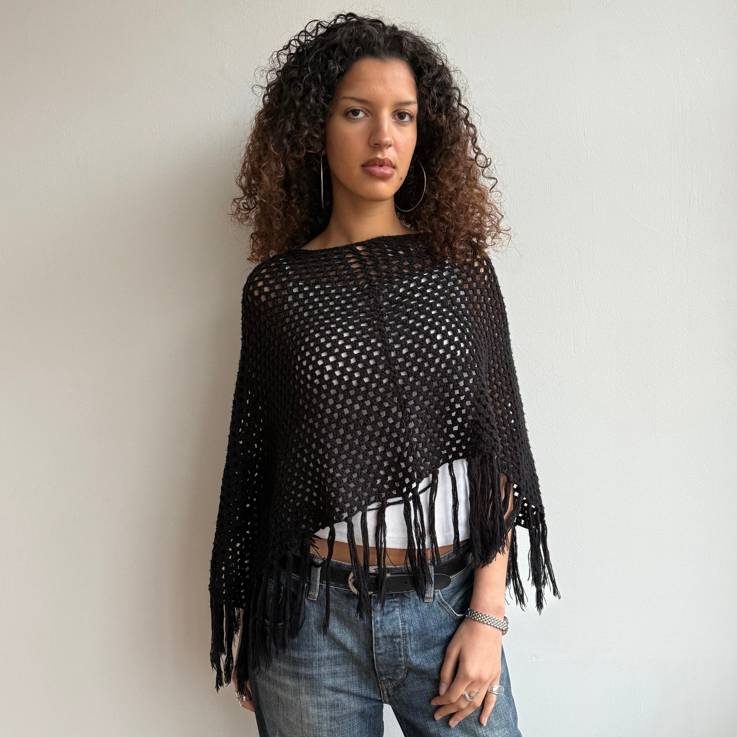 Black crochet poncho - Size S