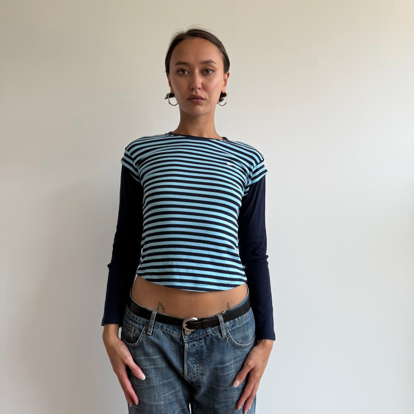 Blue striped Nike long sleeve top - Size XS