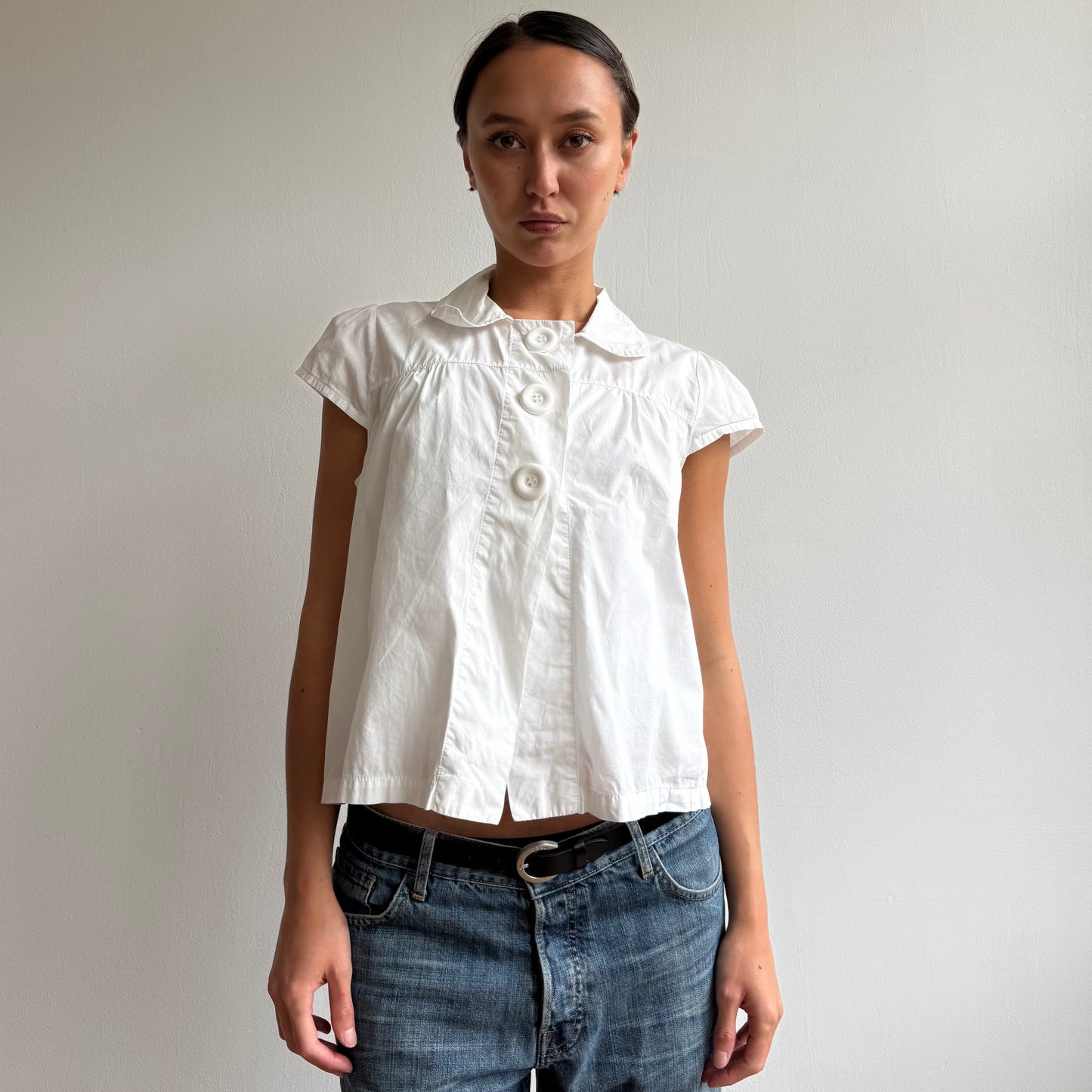 White short sleeve peacoat shirt - Size M