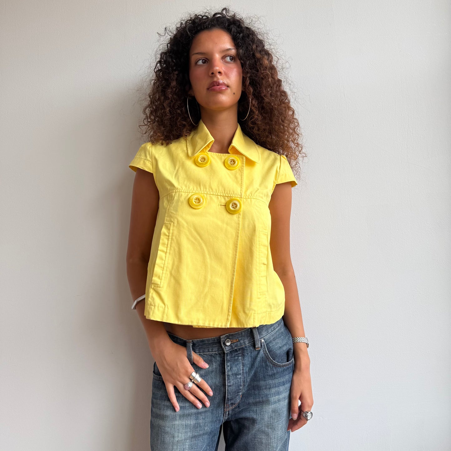 Yellow short sleeve peacoat - Size S