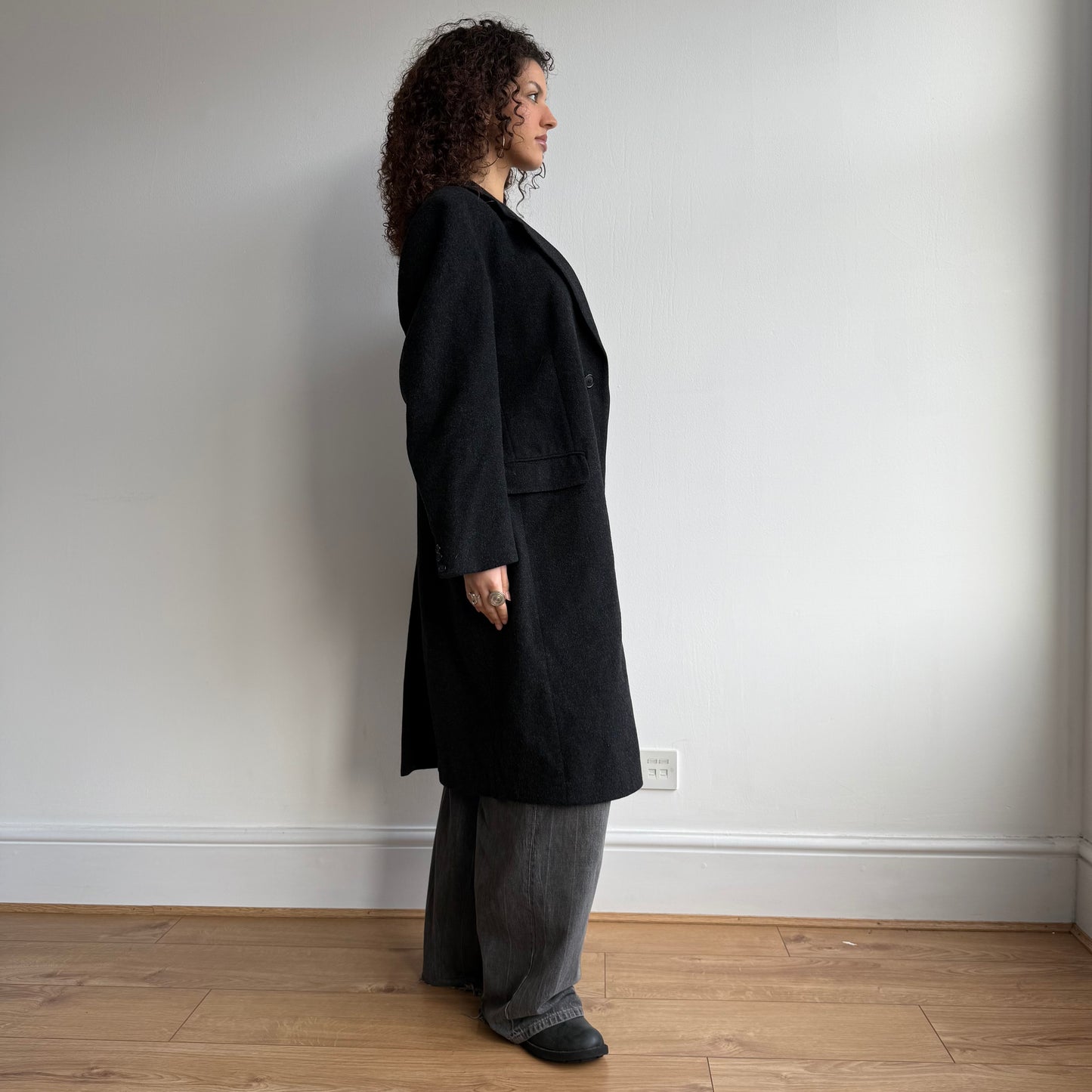 Grey wool overcoat - Size L