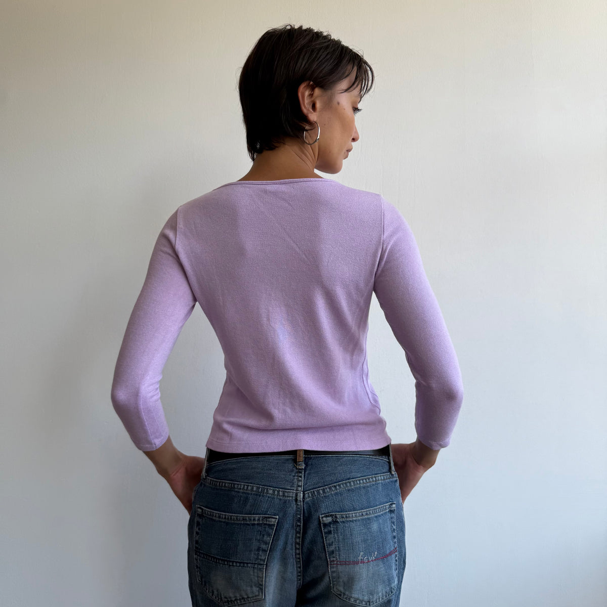 Lilac 3/4 sleeve knit top - Size S/M