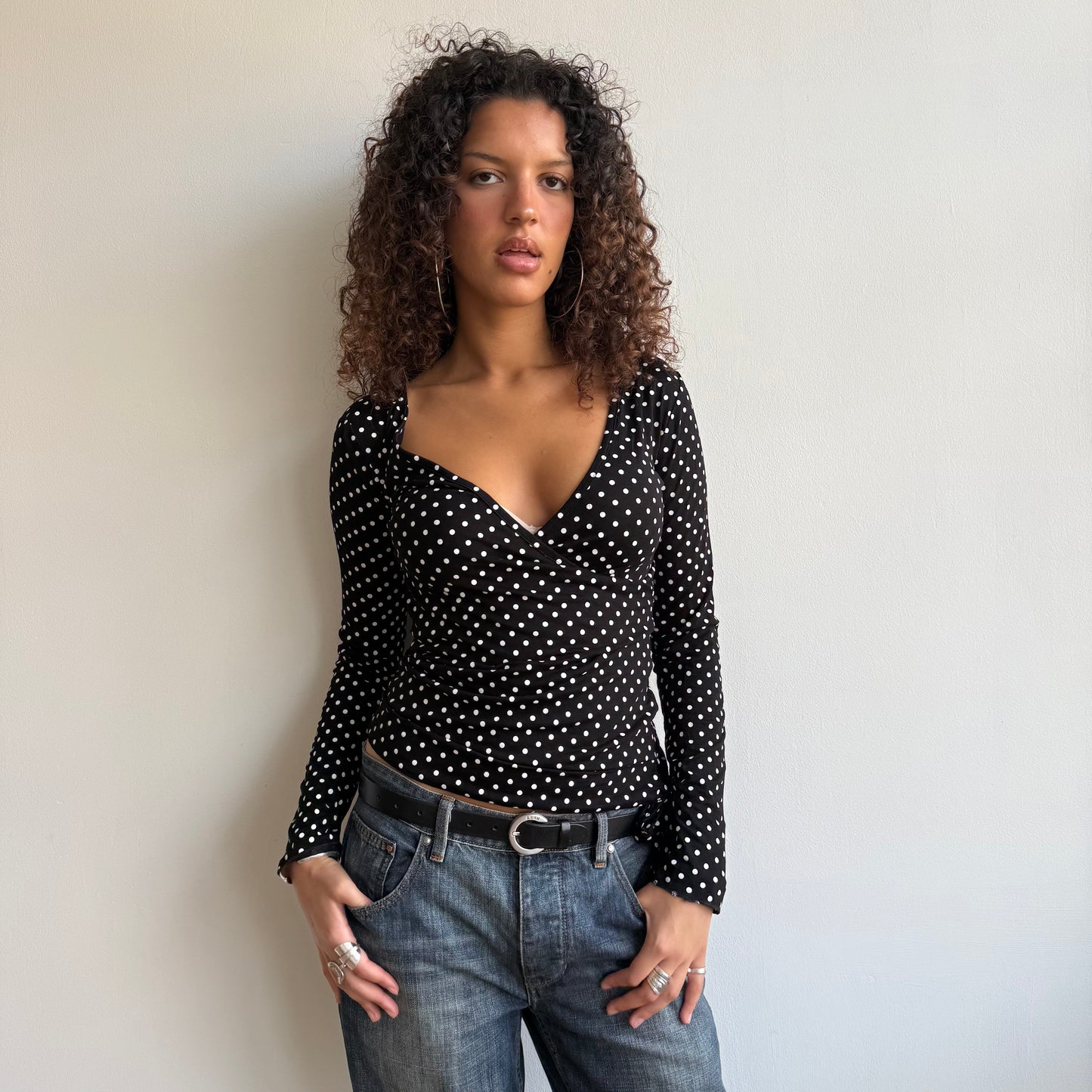 Polka dot wrap top - Size M