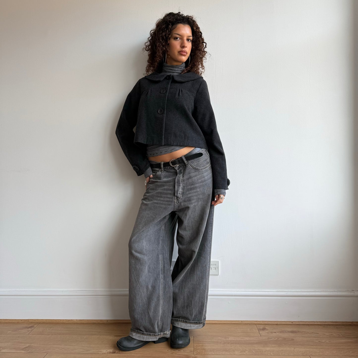 Grey wool peacoat - Size S