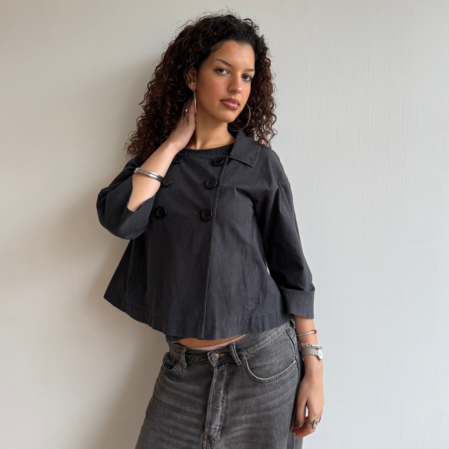 Navy buttonpeacoat - Size M