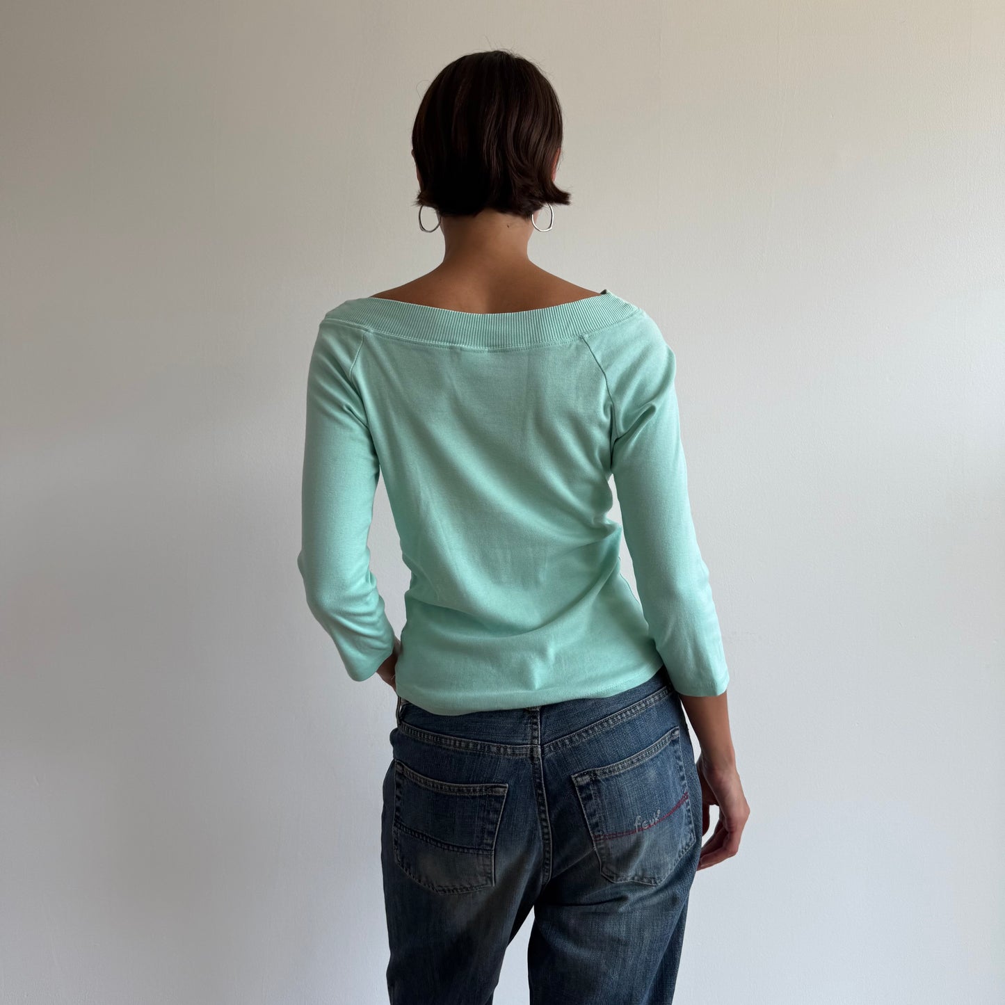 Mint Bardot 3/4 sleeve top - Size M
