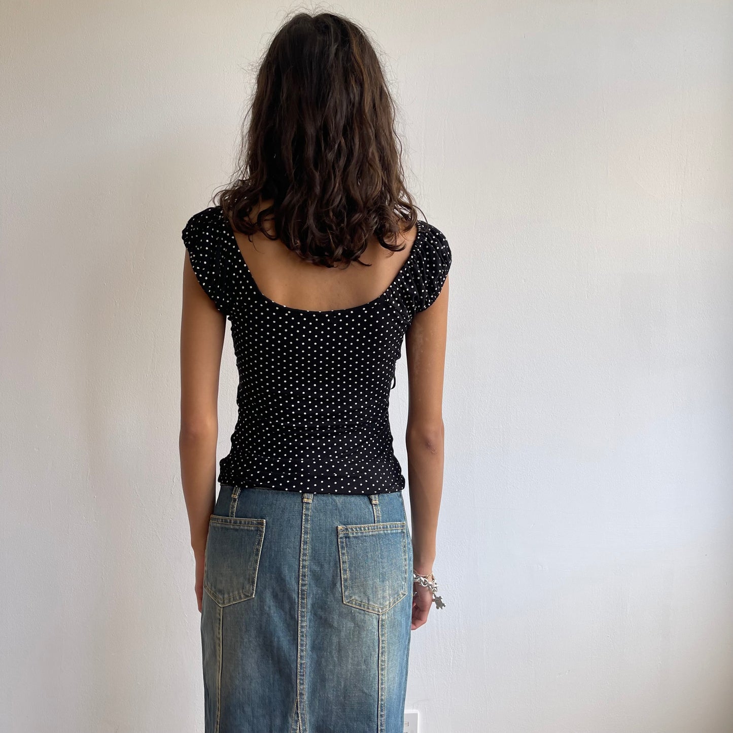 Polka dot milkmaid top - Size S