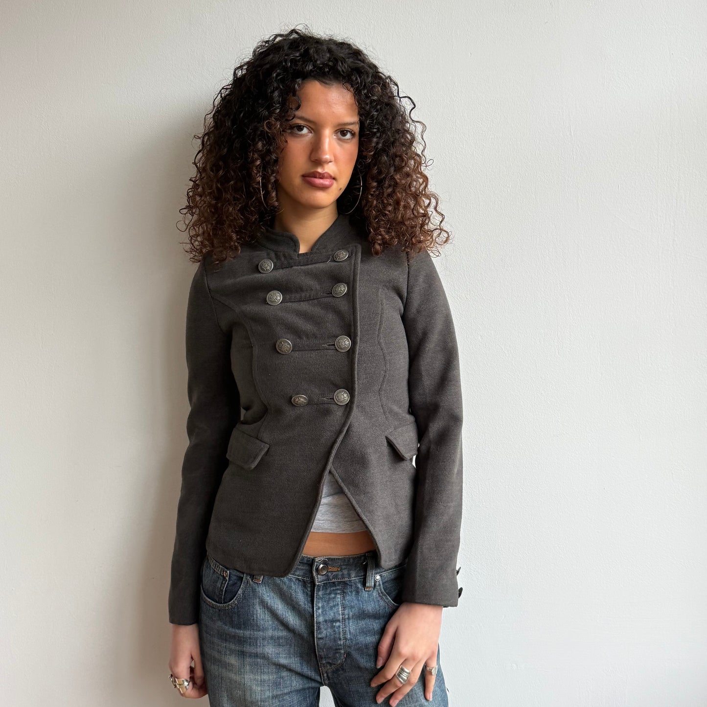 Grey wool military jacket - Size XS