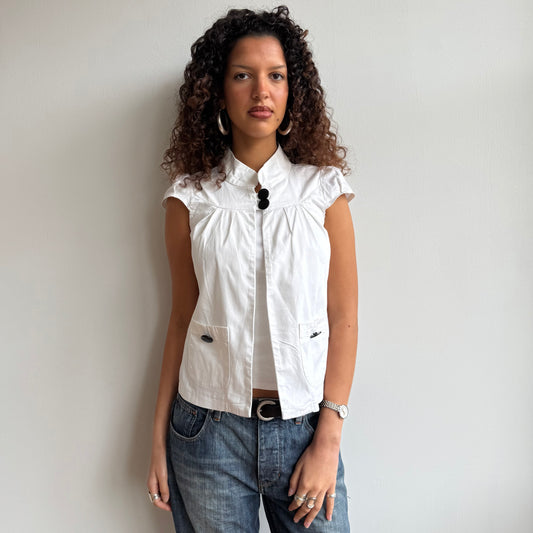 White button neck peacoat - Size S
