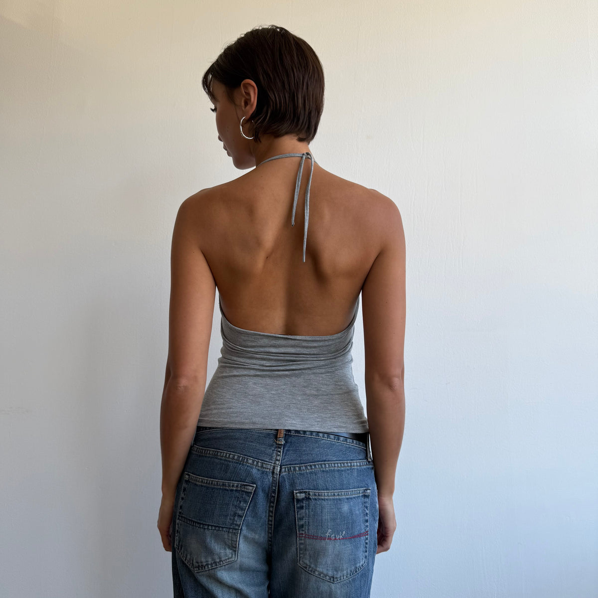 Grey sequin halter top - Size S