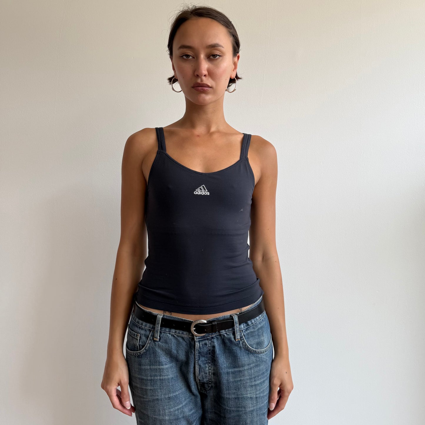 Navy adidas v neck sport top - Size S/M