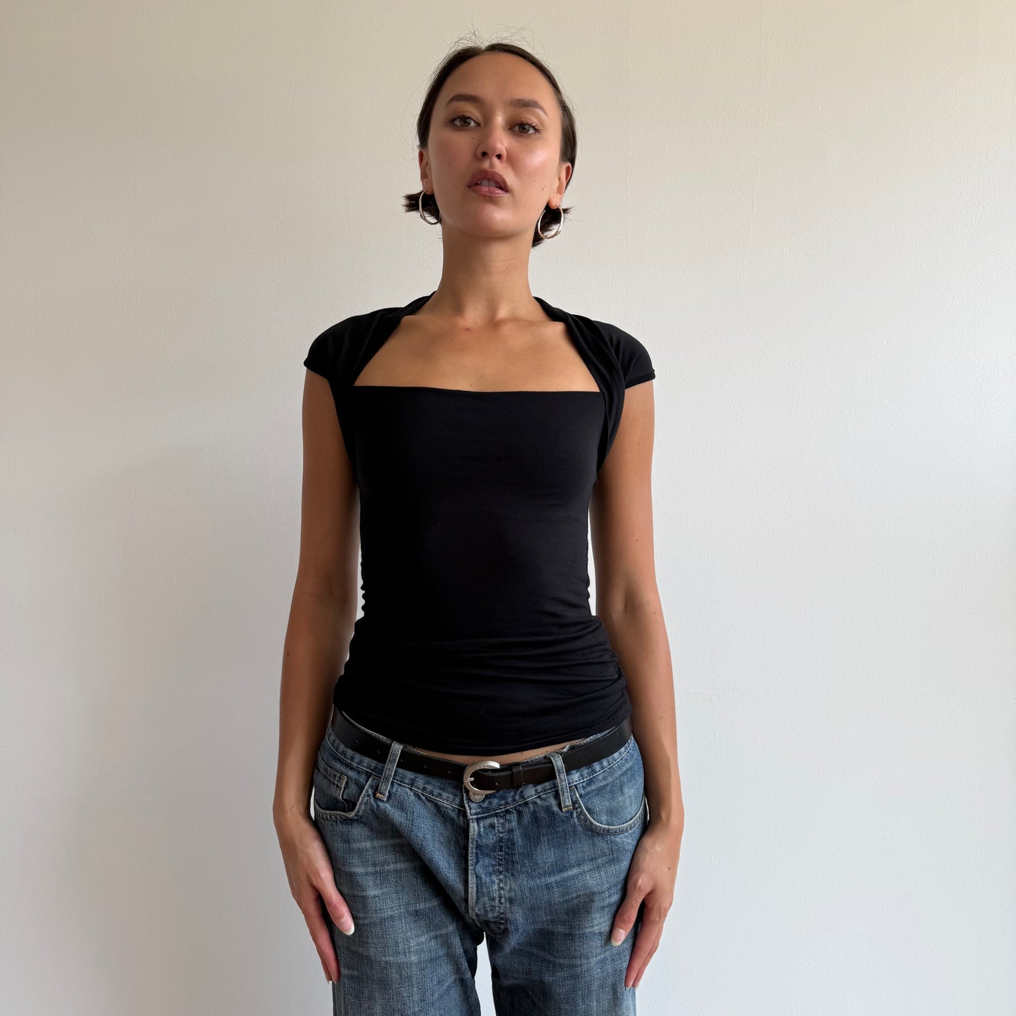 Black keyhole bolero top - Size S
