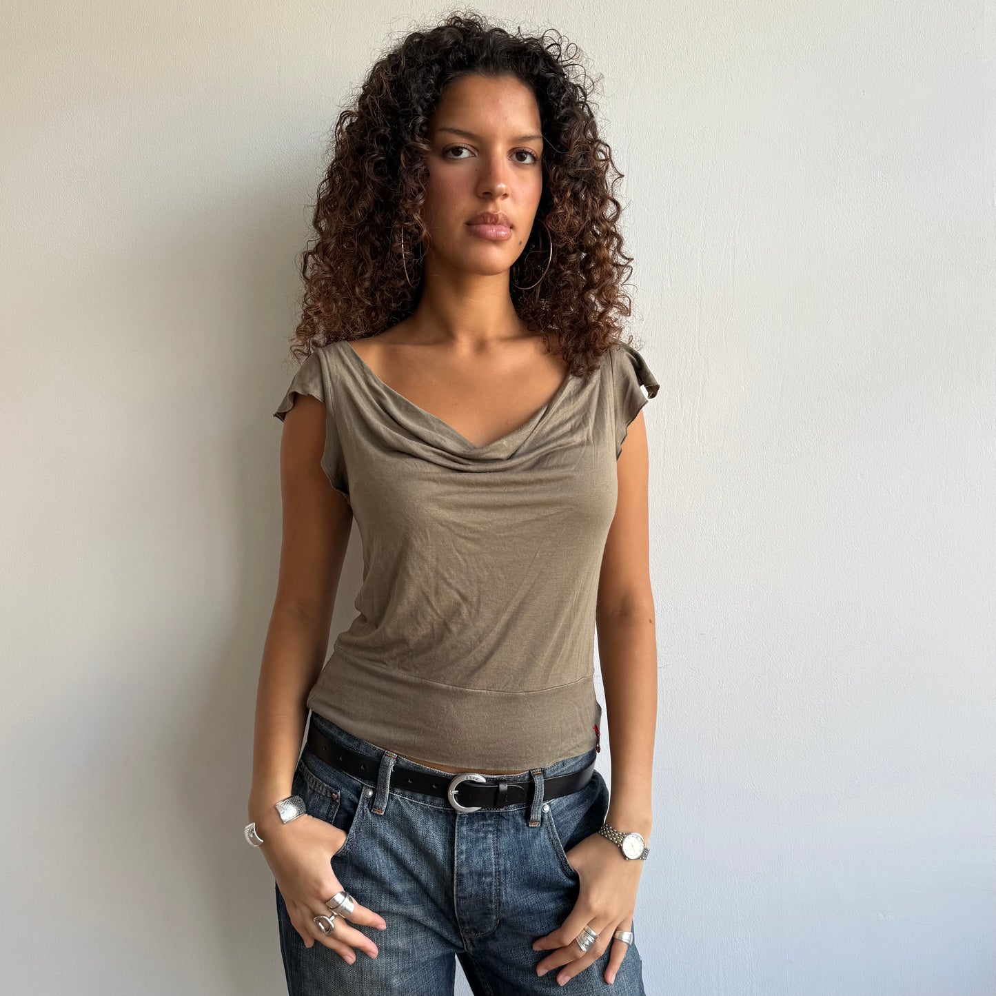 Miss Sixty khaki slouchy top - Size M