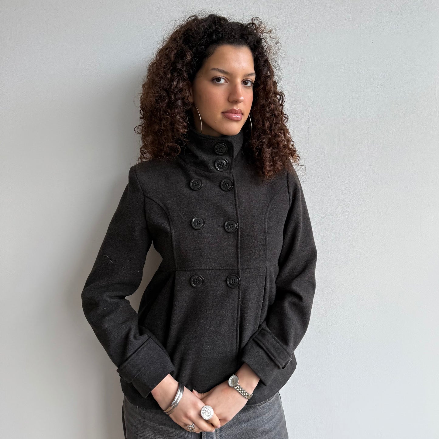Charcoal grey peacoat - Size S