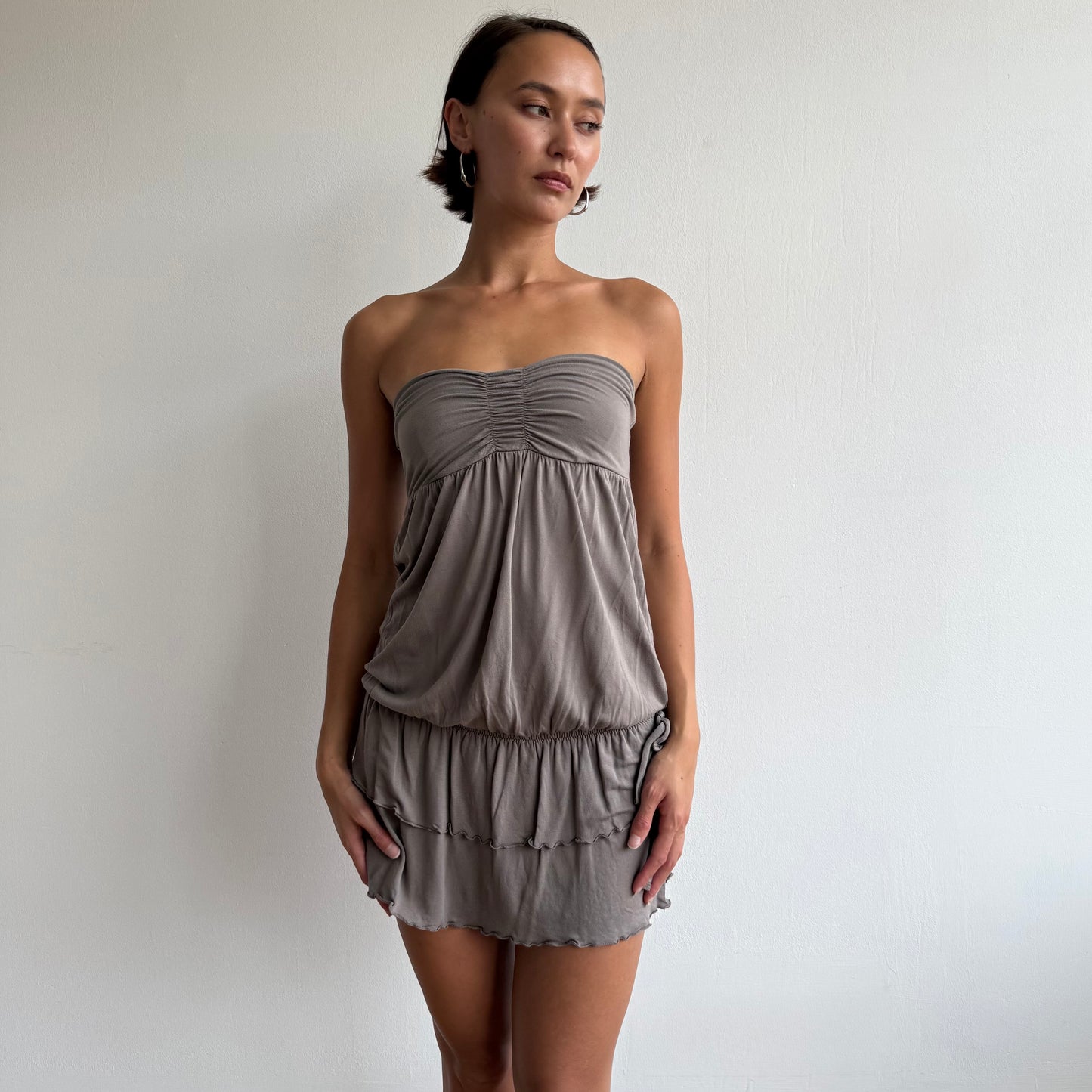 Taupe ruched mini dress - Size S