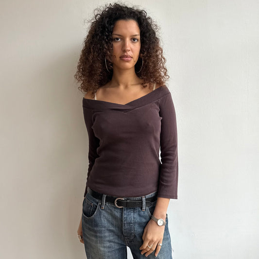 Brown 3/4 sleeve top - Size M
