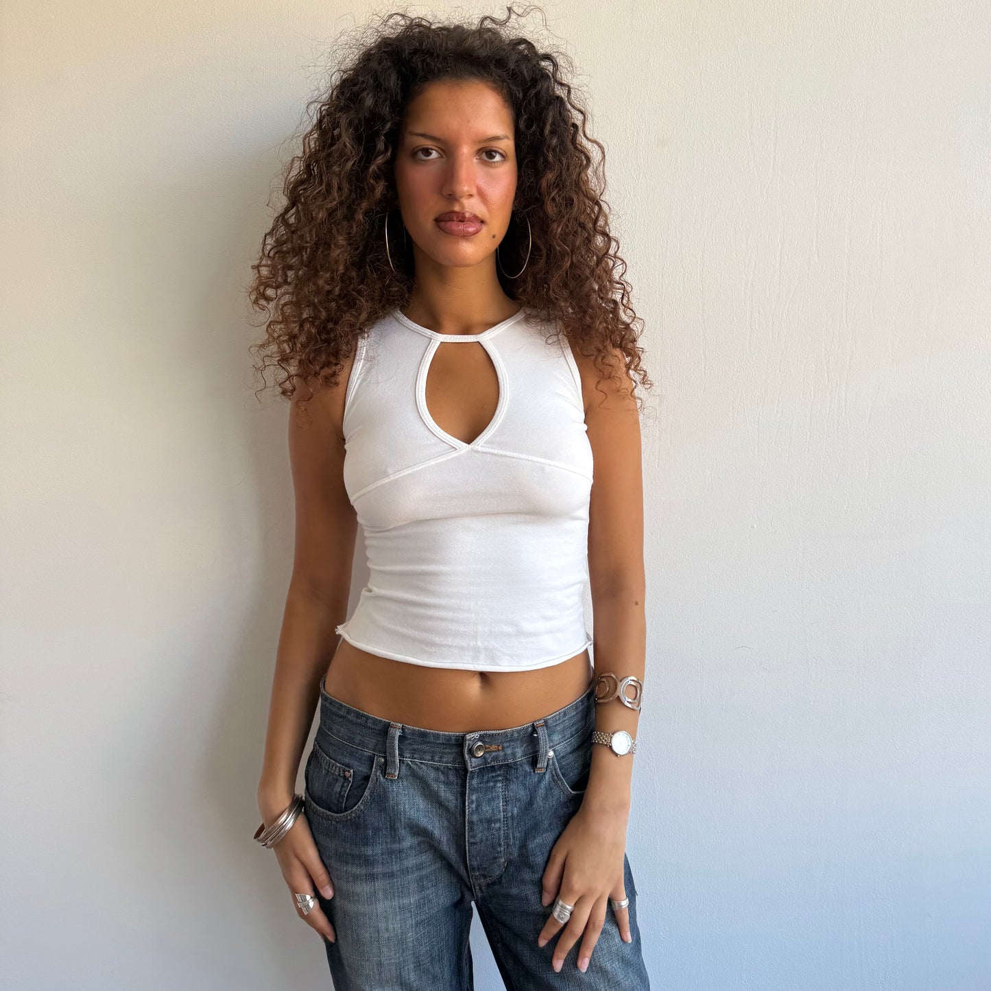 White heyhole top - Size XS