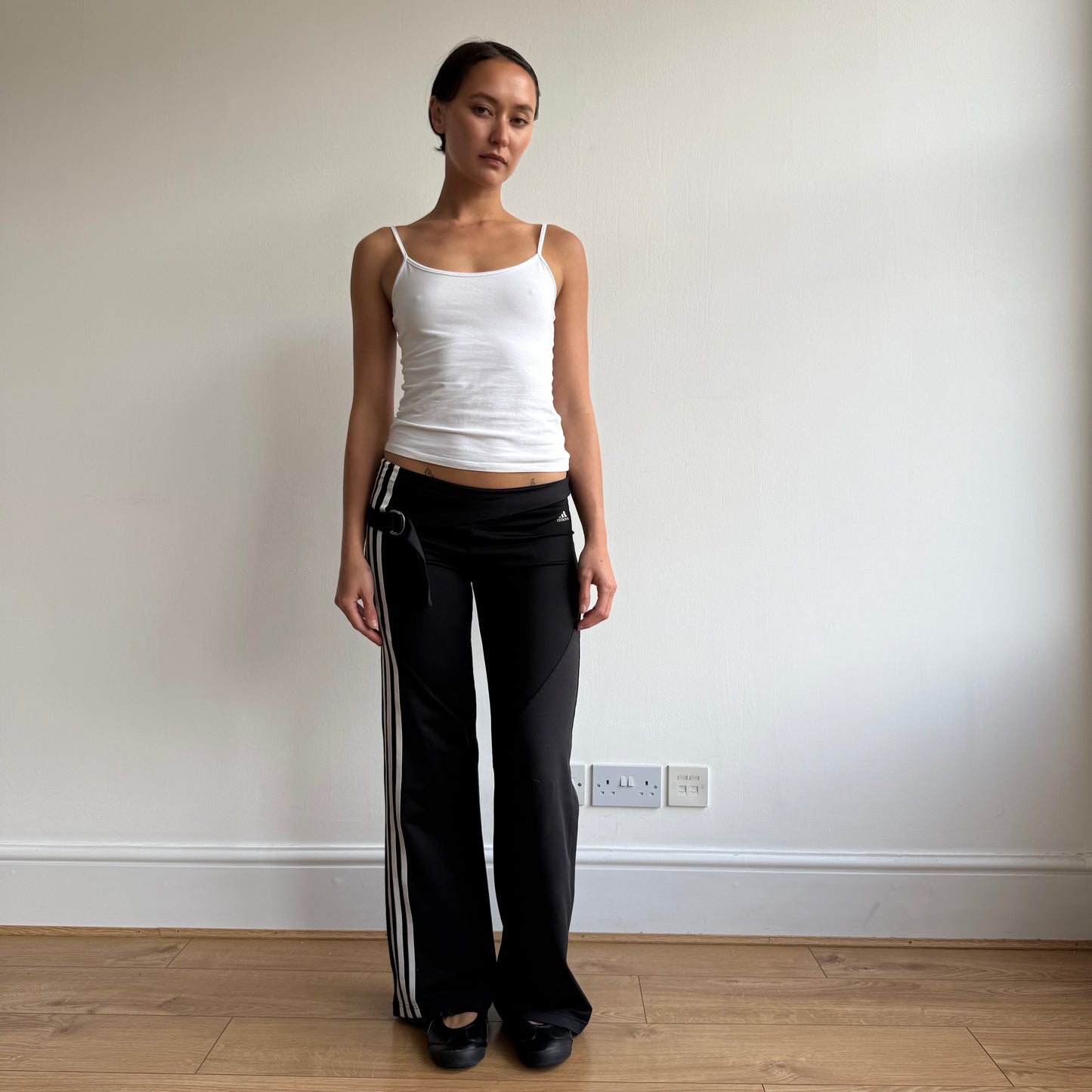 Black Adidas stripe flared yoga pants - Size S