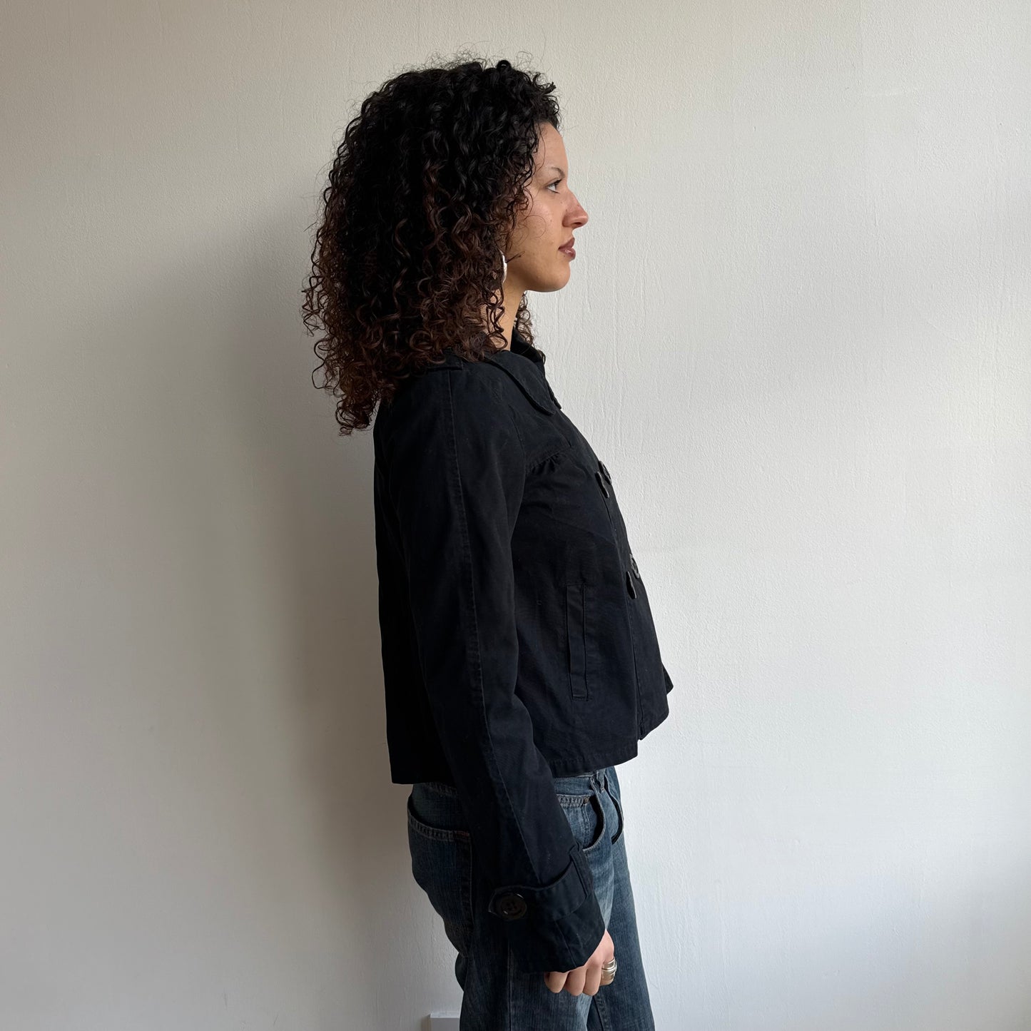 Black double breasted peacoat - Size M