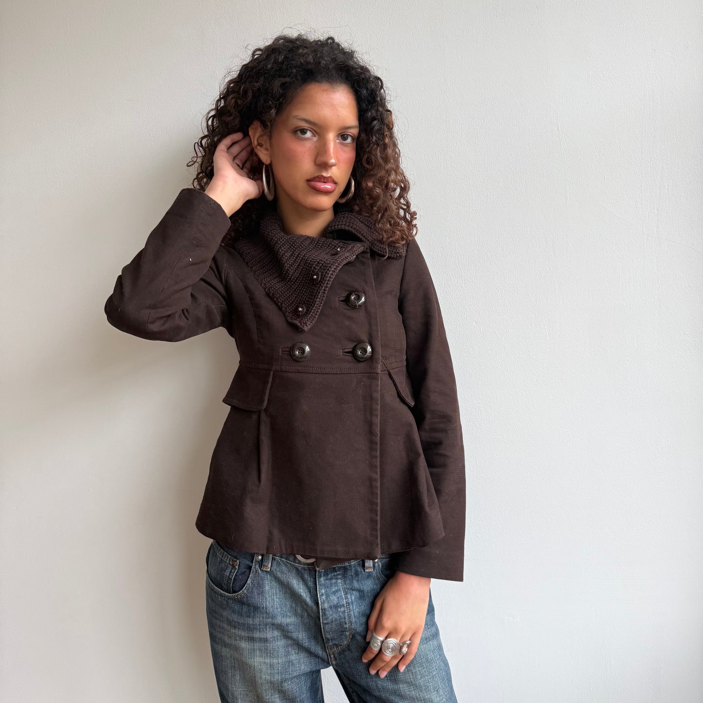 Brown double breasted peacoat - Size S