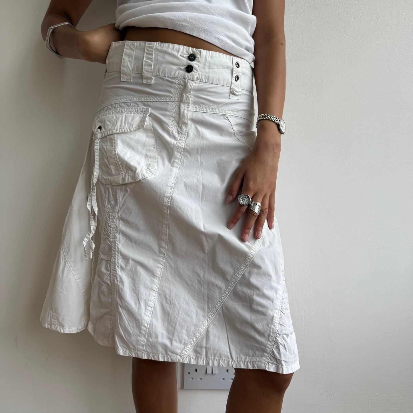 White cargo midi skirt - Size S