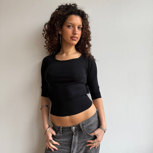 Black 3/4 sleeve knit - Size S