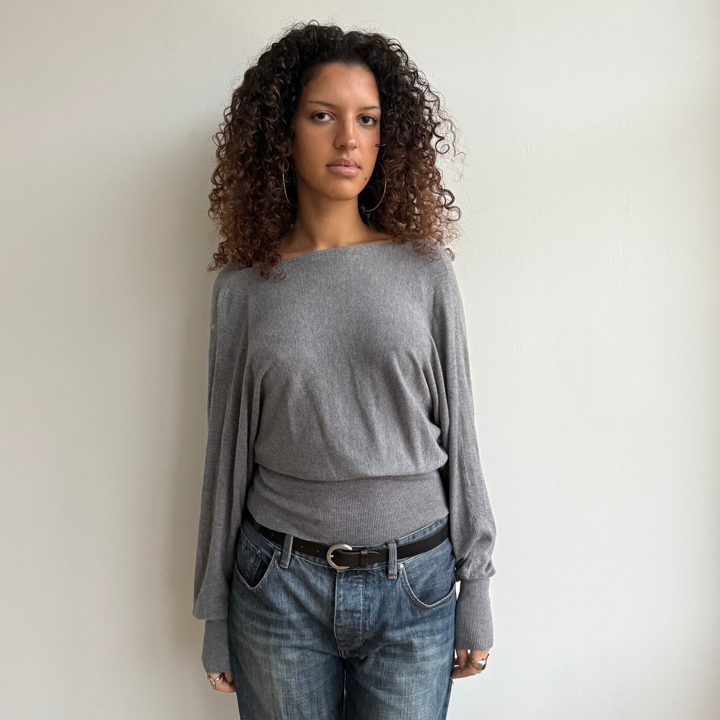 Grey slouchy batwing knit - Size S-M