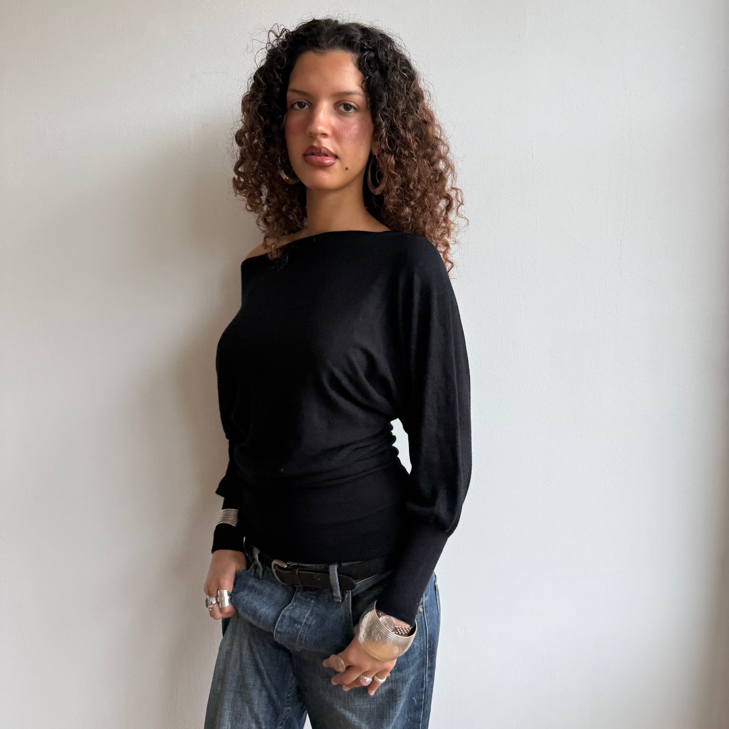 Black slouchy knit jumper - Size M