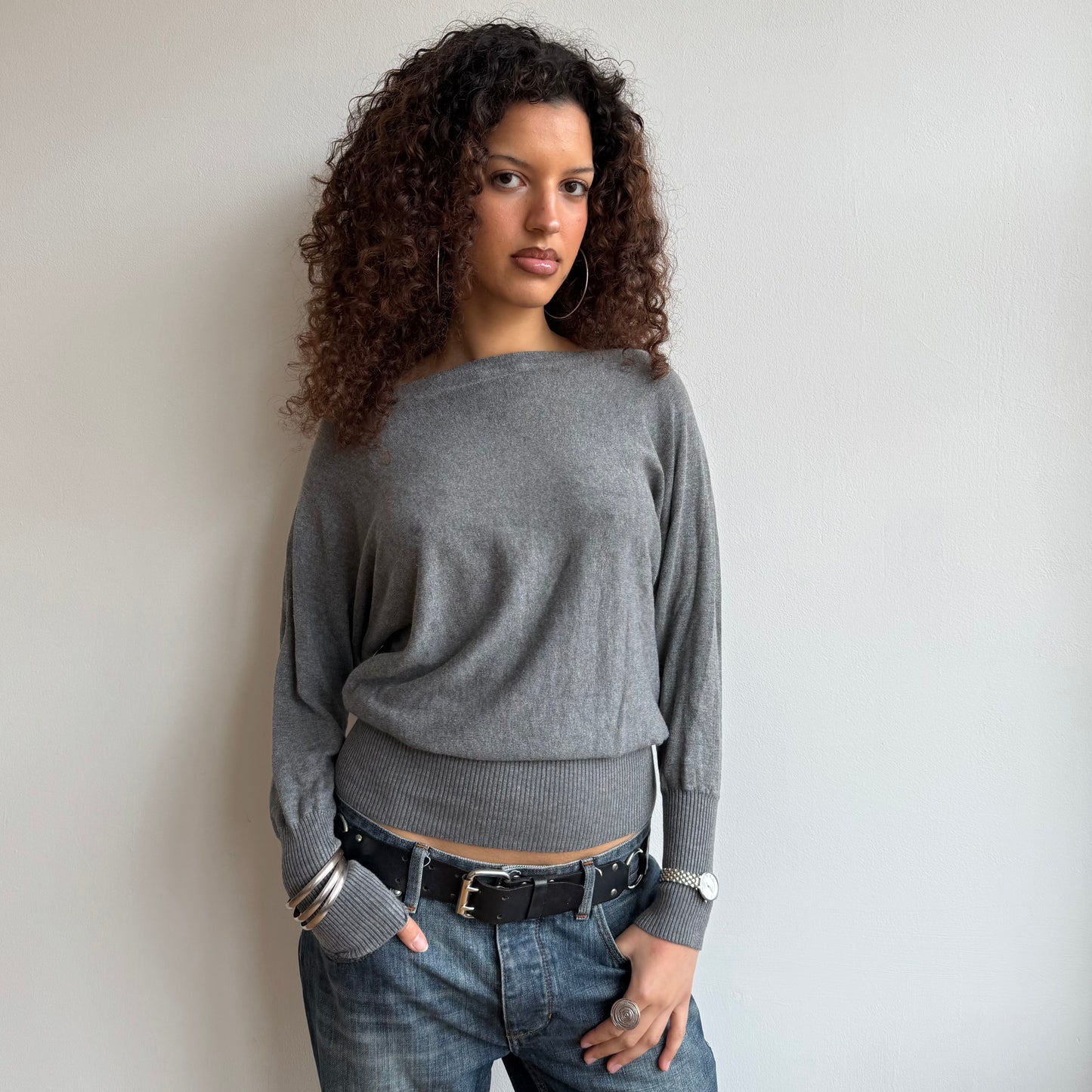 Grey slouchy knit jumper - Size S